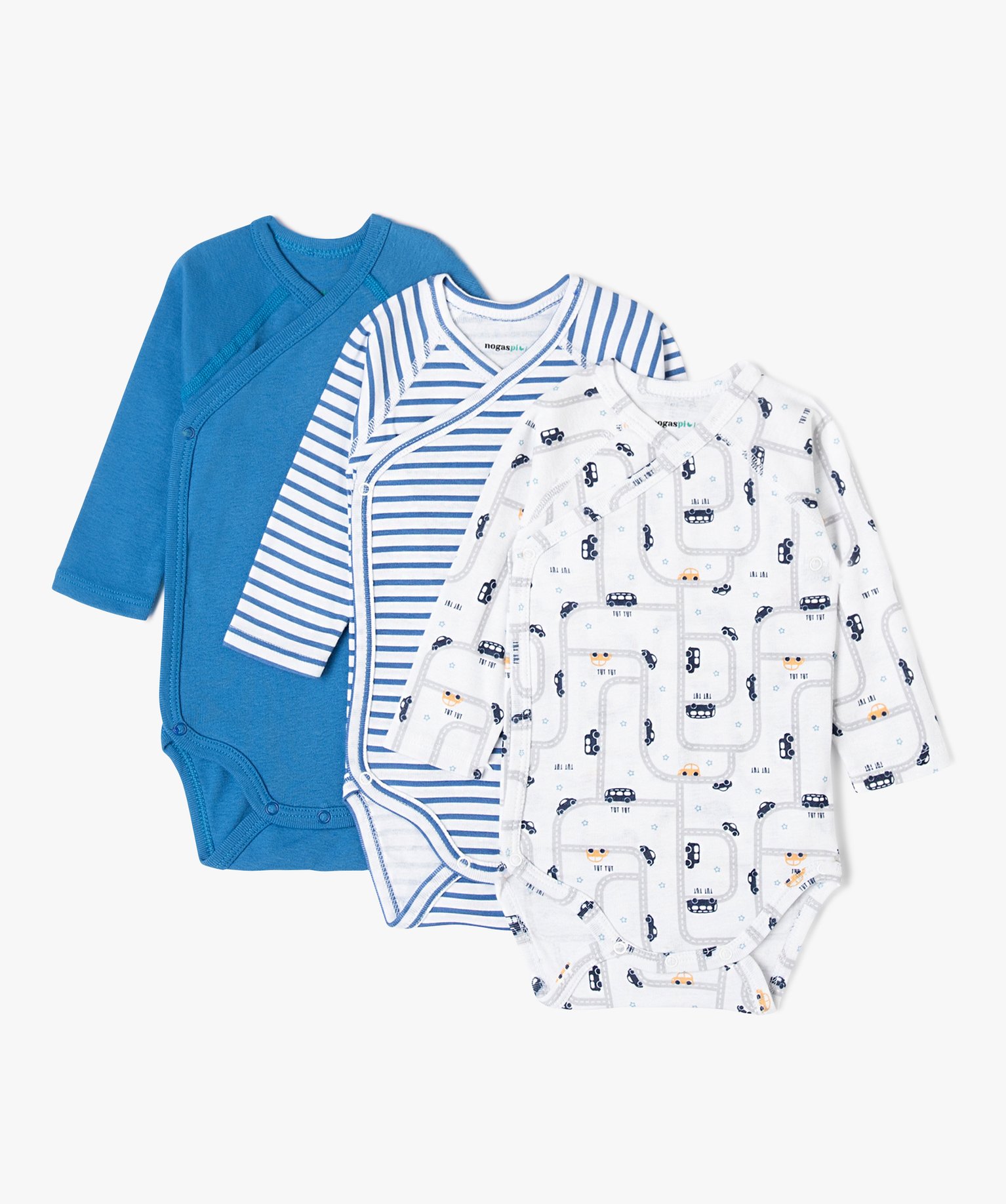 Bodies bébé à manches longues fermeture croisée (lot de ... marine | GEMO