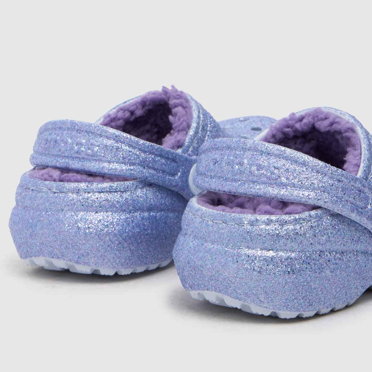 Crocs lila klassiska fodrade glitterträsko flickor småbarnssandaler