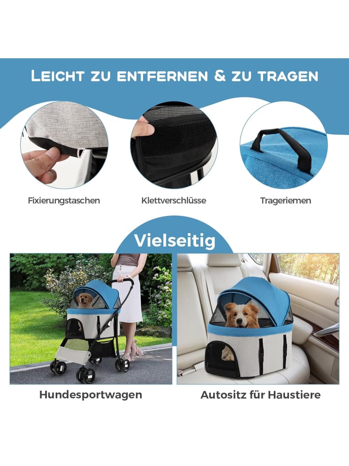 COSTWAY 3 in 1 Hundewagen in Blau günstig kaufen onesize