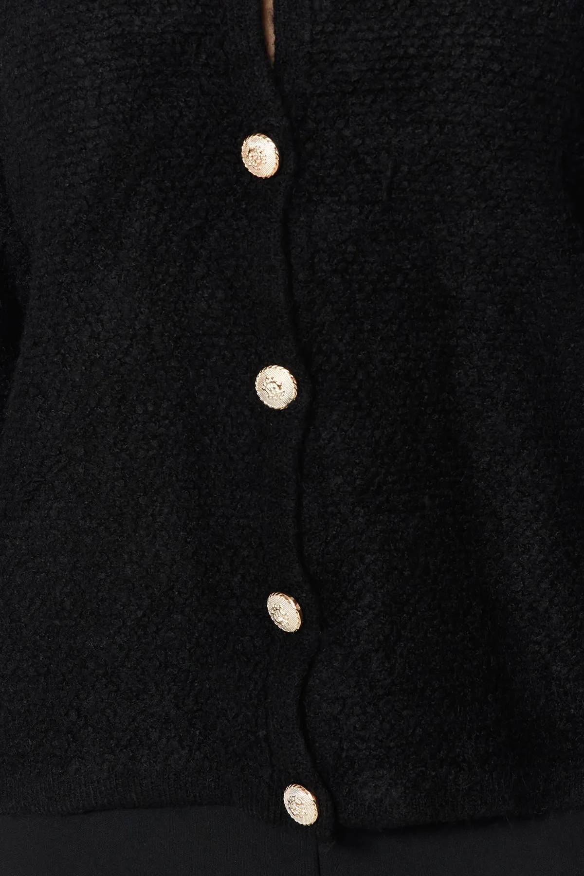 Trendyol Collection  Schwarzer, weich strukturierter Strick-Cardigan mit Accessoires TWOAW24HI00039