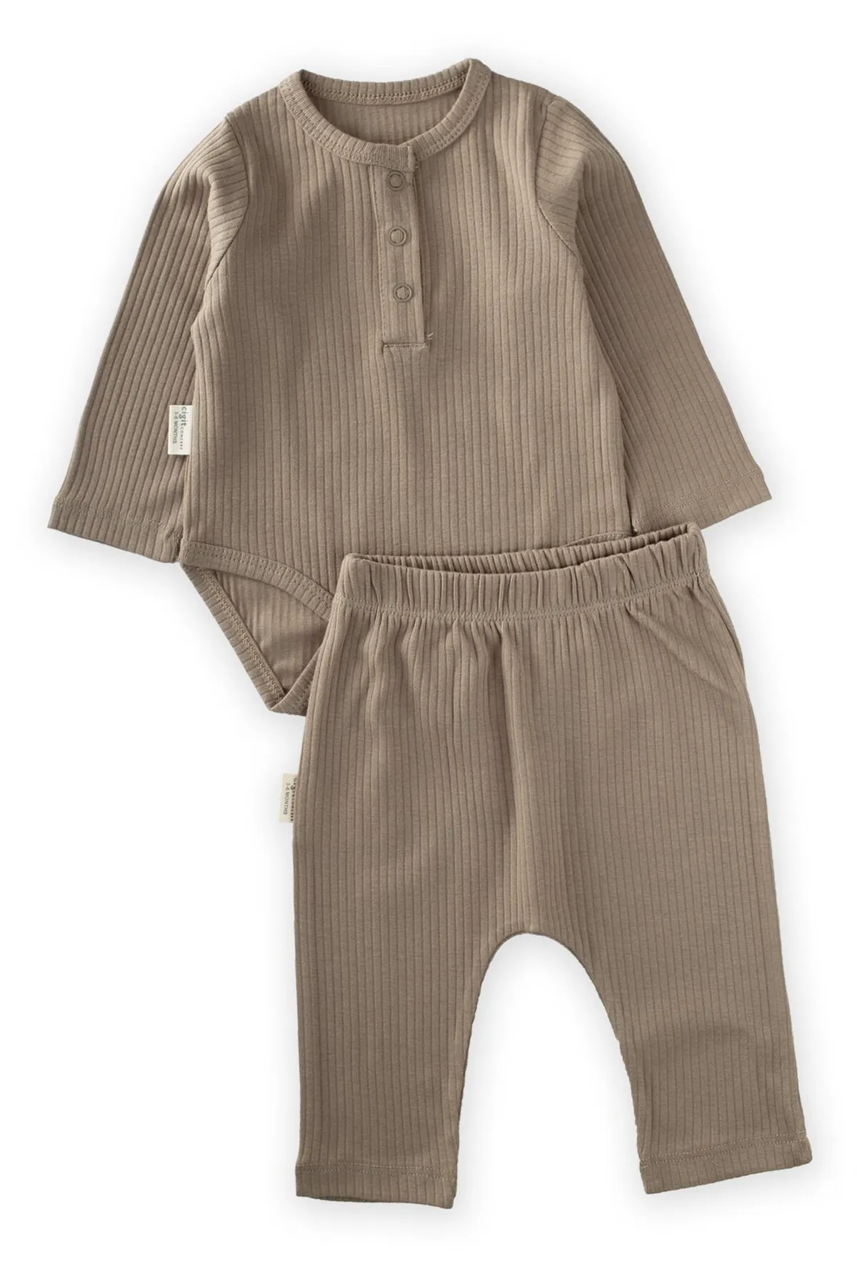 Cigit  Basic Bodysuit-Set mit Kordelzug, 0-3 Jahre, Nerz