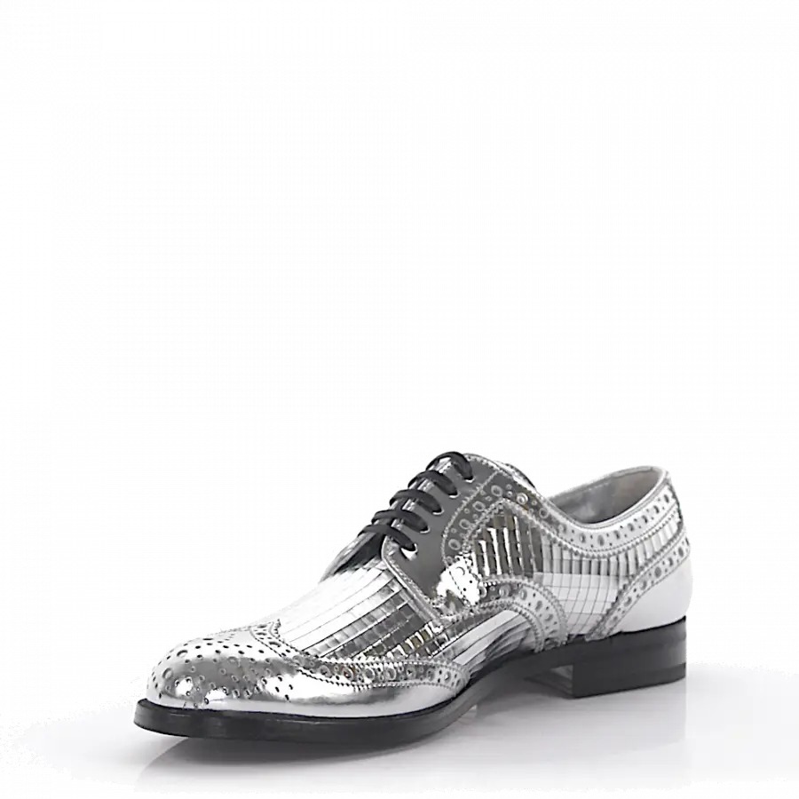 Dolce & Gabbana - Halbschuhe Leder silber metallic Lyra-Lochung - silber