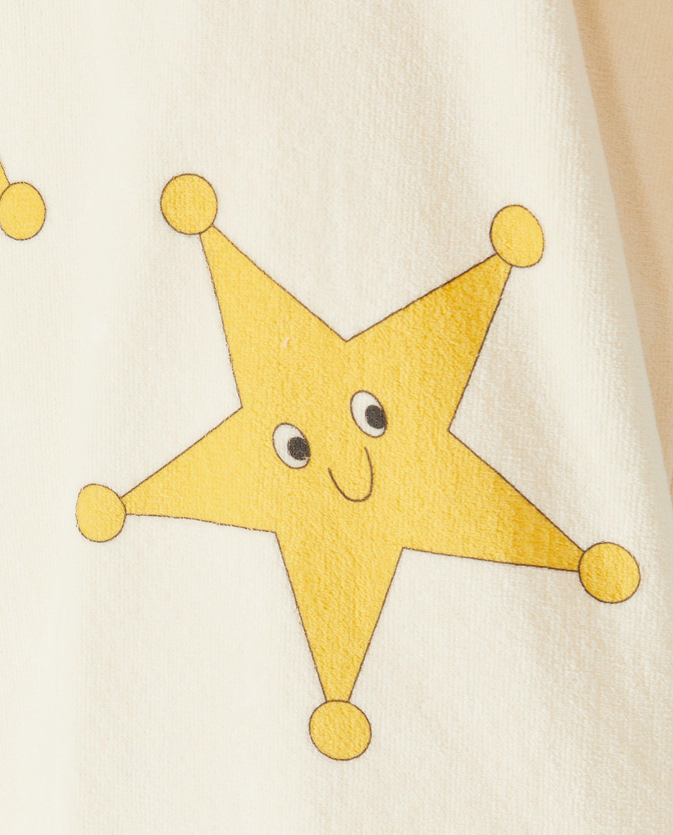 Poncho de baie Fred + Ginger cu imprimeu de stele, alb