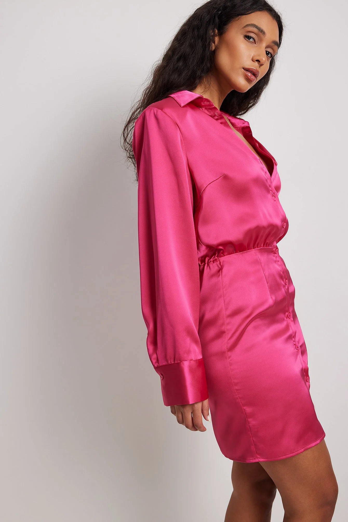 Satin-Shirt-Minikleid