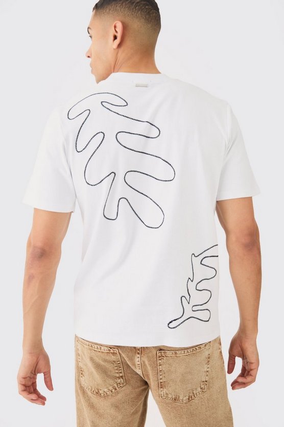 T-Shirt mit Kettennaht und Palmen-Print