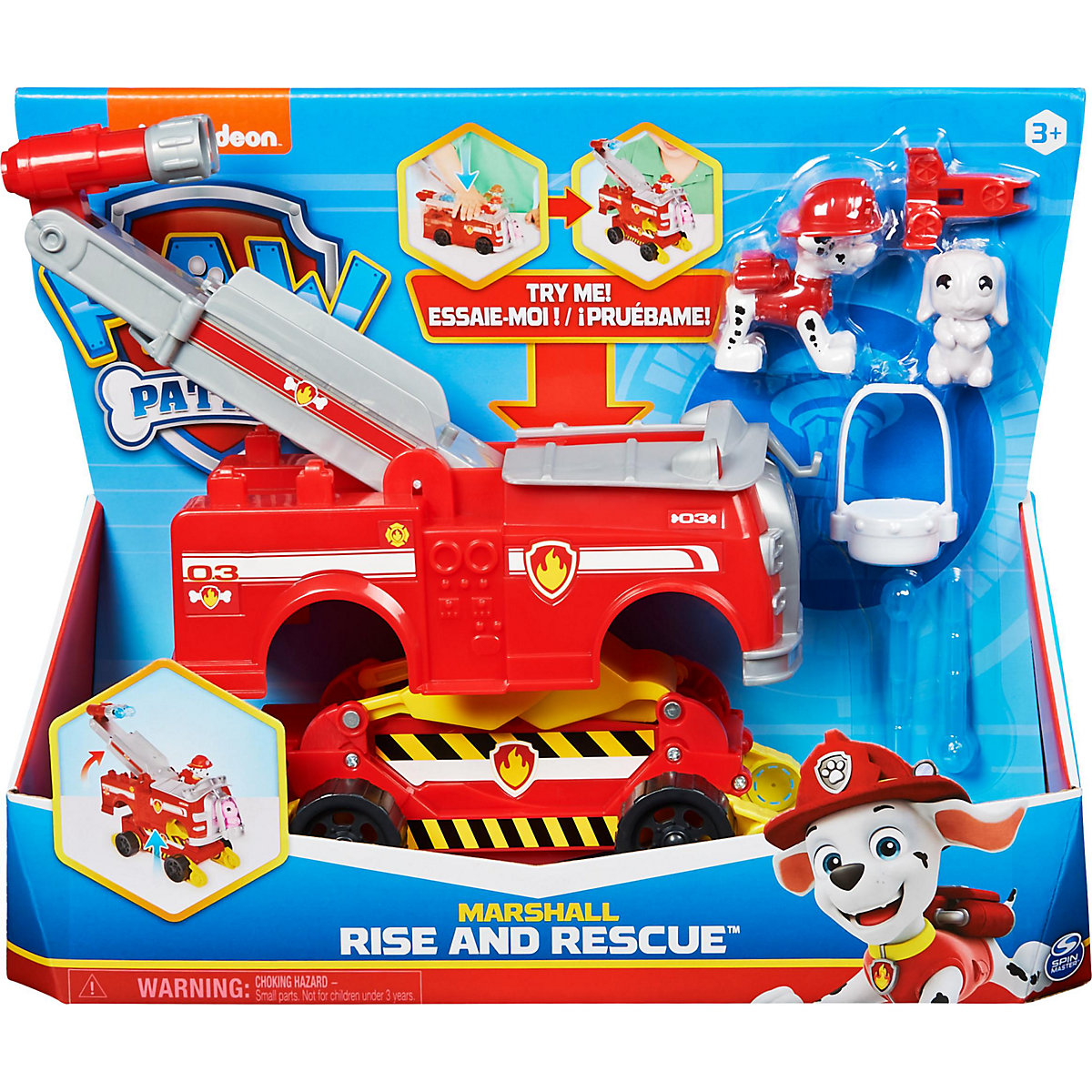 Paw Patrol Marshalls Rise and Rescue verwandelbares Spielzeugauto mit Actionfiguren und Zubehör, ab 3 Jahren, Polizeifahrzeug, Kinderspielzeug