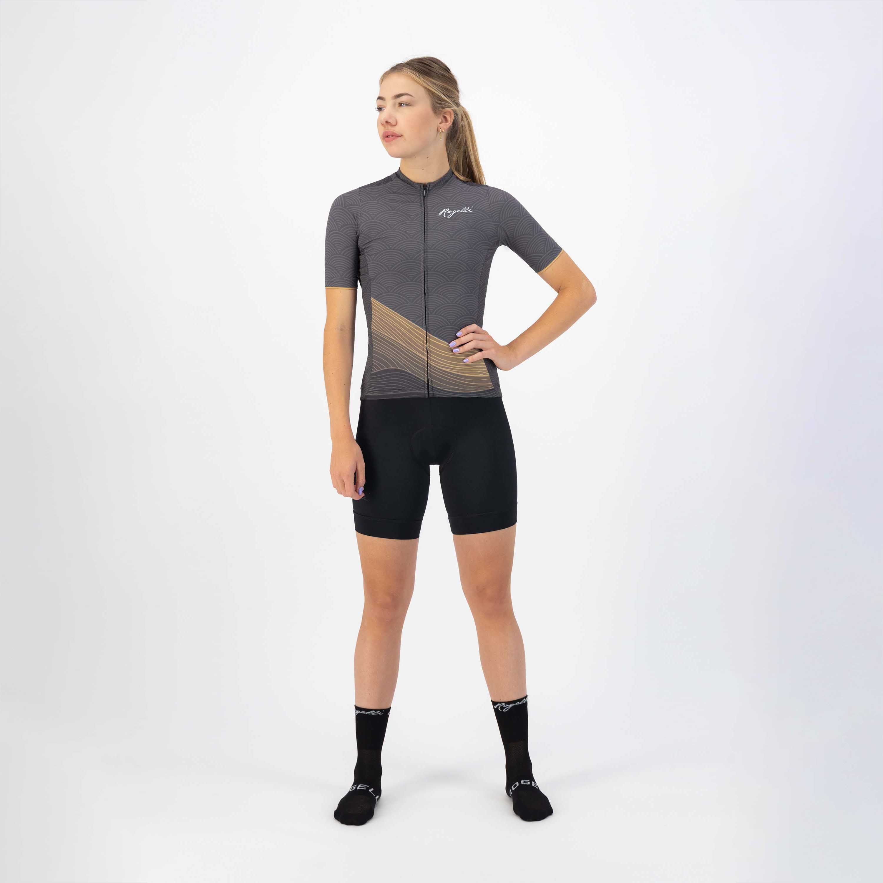 Rogelli Peace Grau/Gold Damen Radtrikot Kurzarm