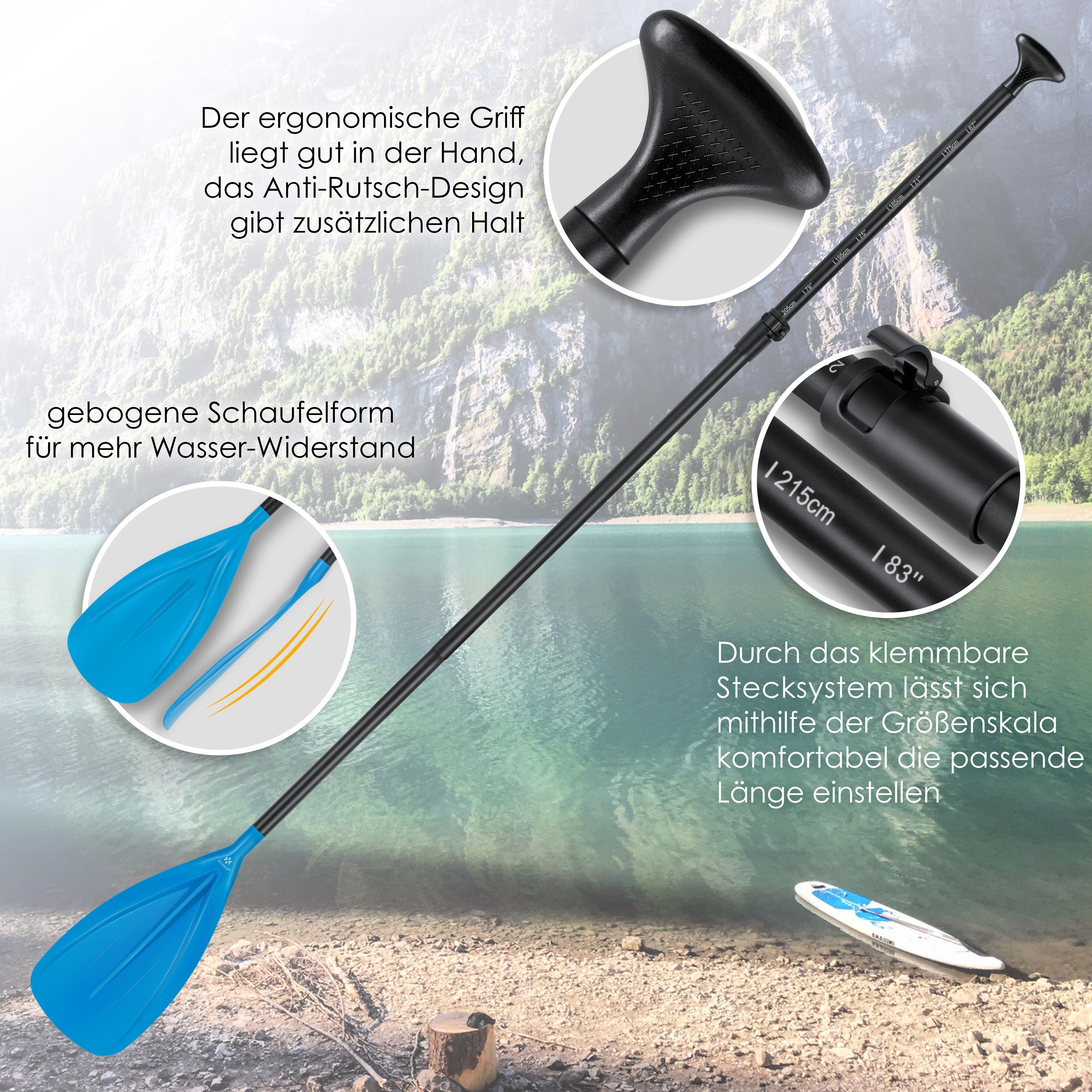 KESSER SUP-Paddel, Paddle 3-teilig für Kayak SUP Stand-Up Paddling Board
