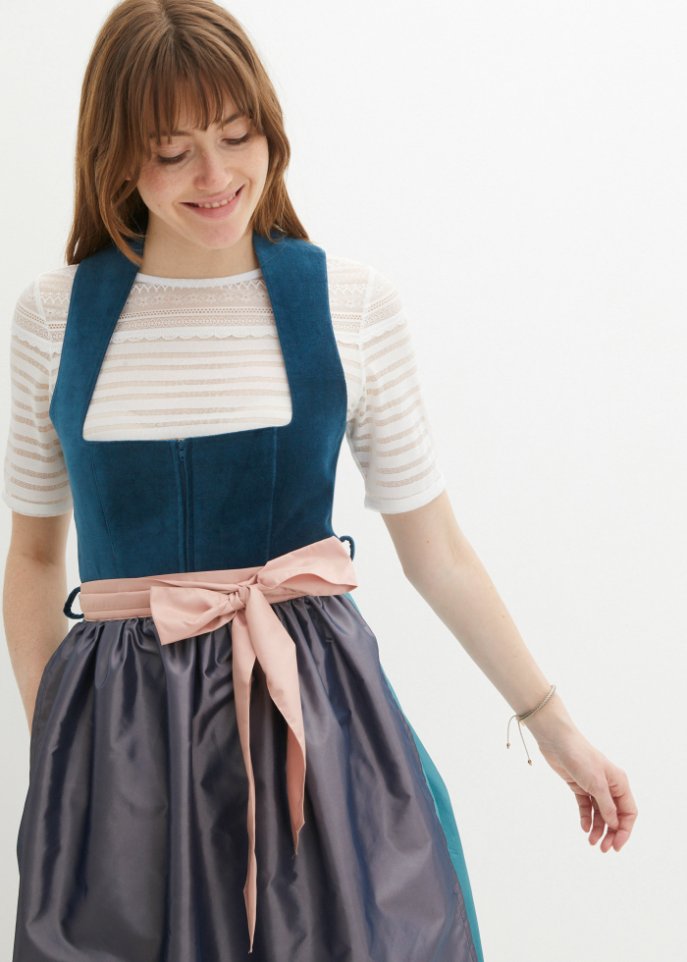 Dirndl mit Samt in Midilänge (2-tlg.Set)