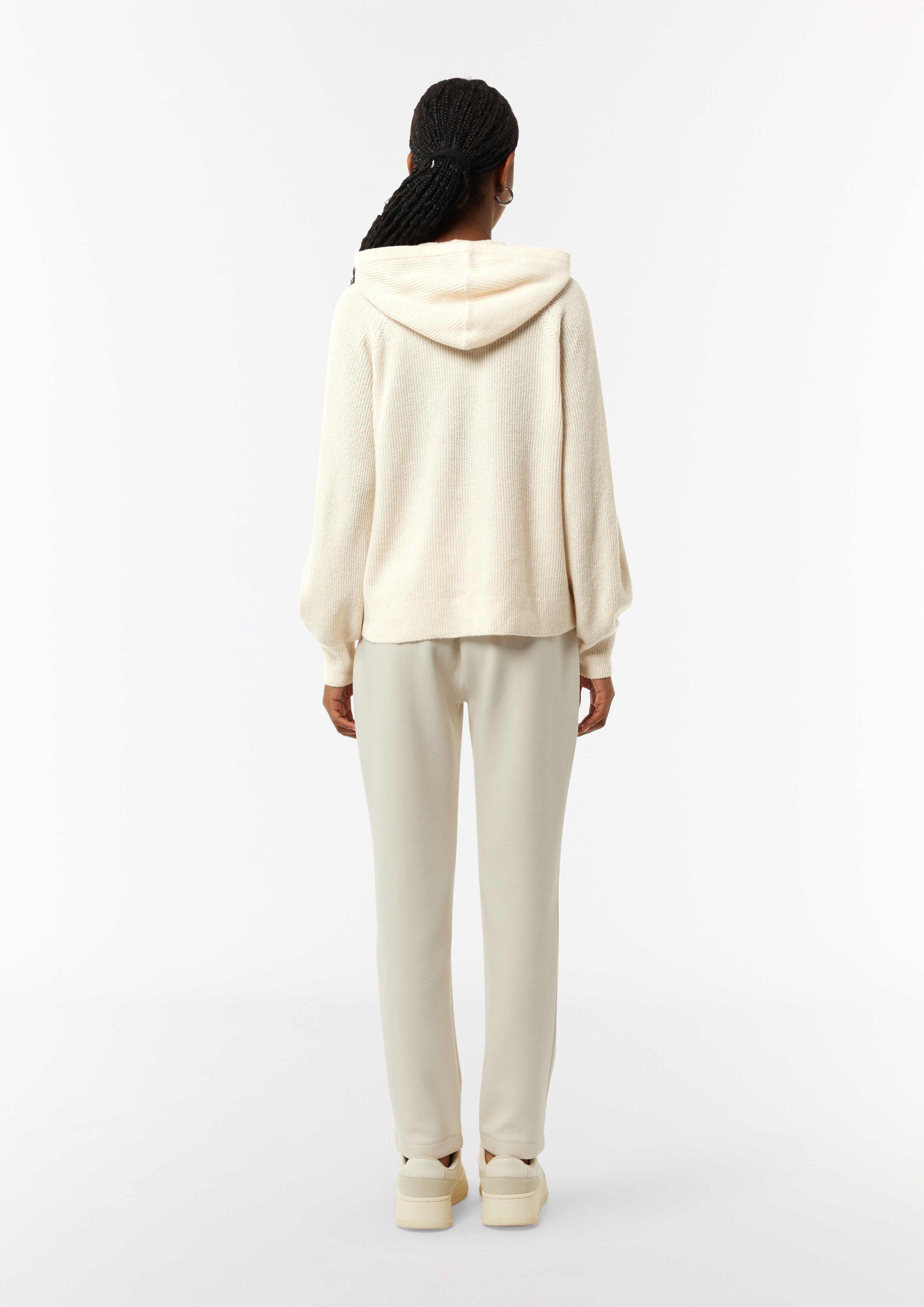 Feiner Strickpullover mit Kapuze - helles beige