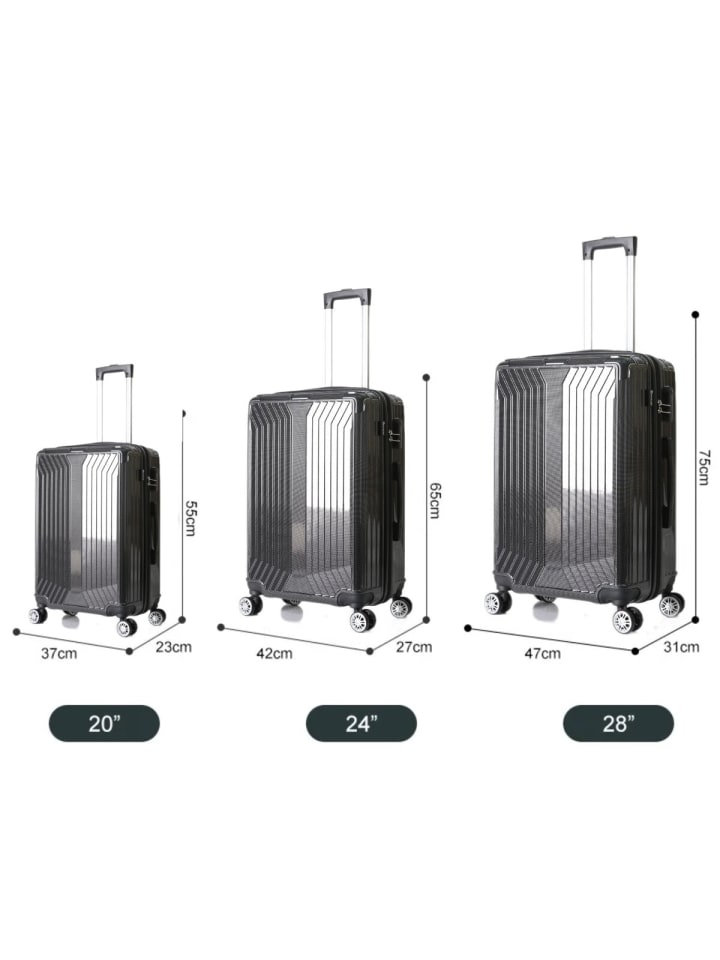 Cheffinger Koffer 3 tlg Trolley Set Kofferset Gepäck Polycarbonat in Schwarz günstig kaufen onesize