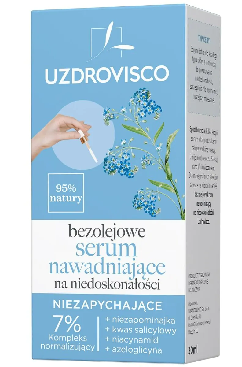 Uzdrovisco drėkinamasis serumas be aliejaus, skirtas odos netobulumams, neužkemša užsikimšusių vietų