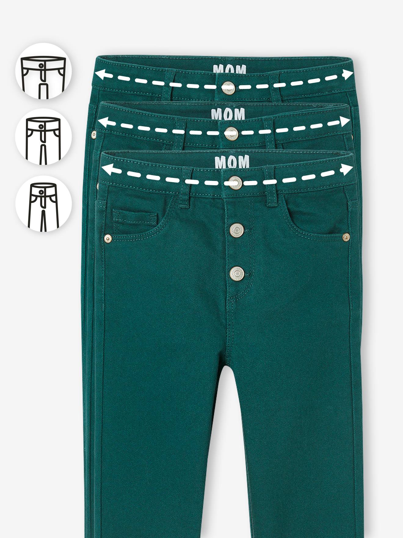 Vertbaudet Mädchen Mom-Fit-Hose, Hüftweite COMFORT - wollweiß