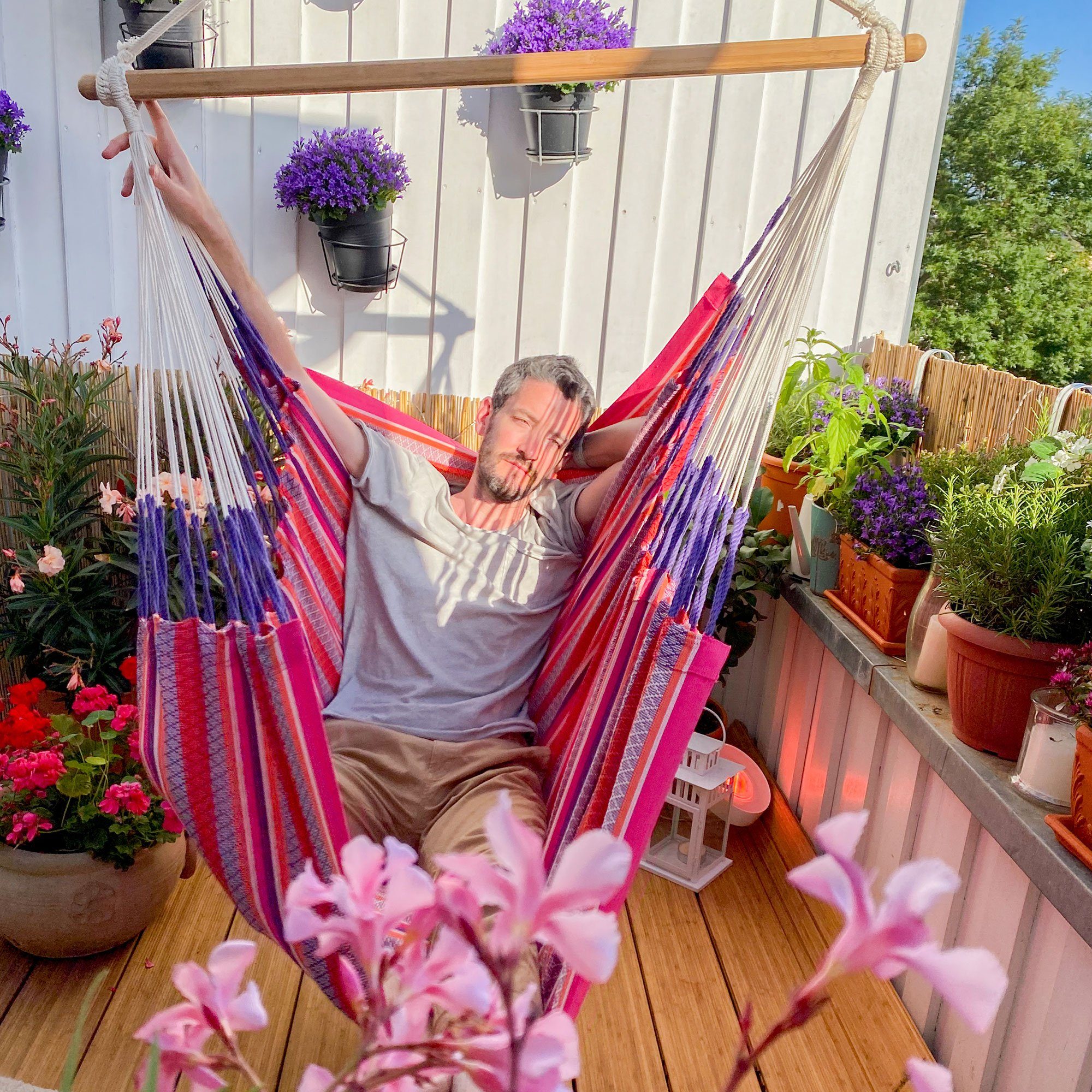 La Siesta Hängestuhl Hängestuhl Habana Flamingo - Hängestuhl aus Bio Baumwolle Comfort Size, Hochwertige Qualität