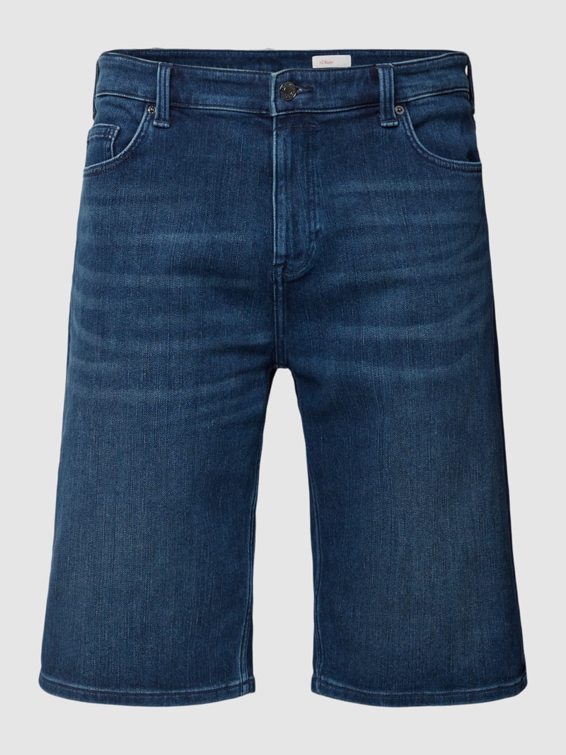 PLUS SIZE Regular Fit Jeansshorts im Used-Look in dunkelblau meliert