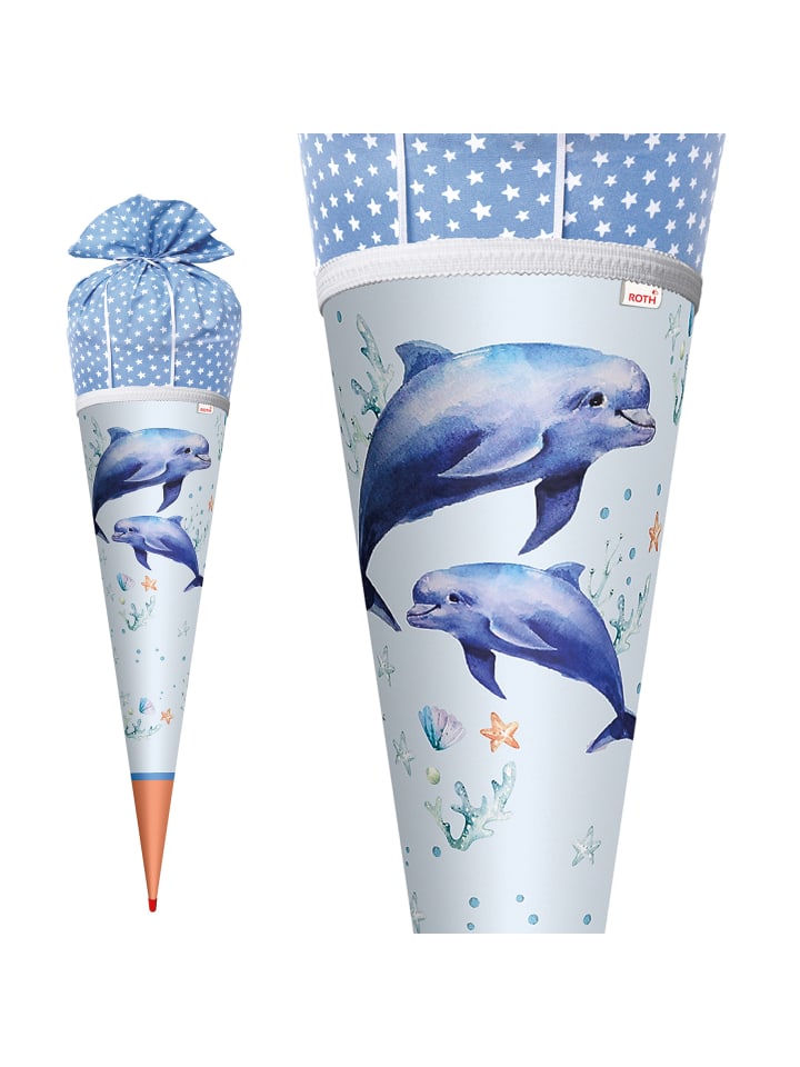 ROTH Schultüte Lieblingsstück Delfin Duo 70 cm, Stoffverschluss in Hellblau günstig kaufen onesize