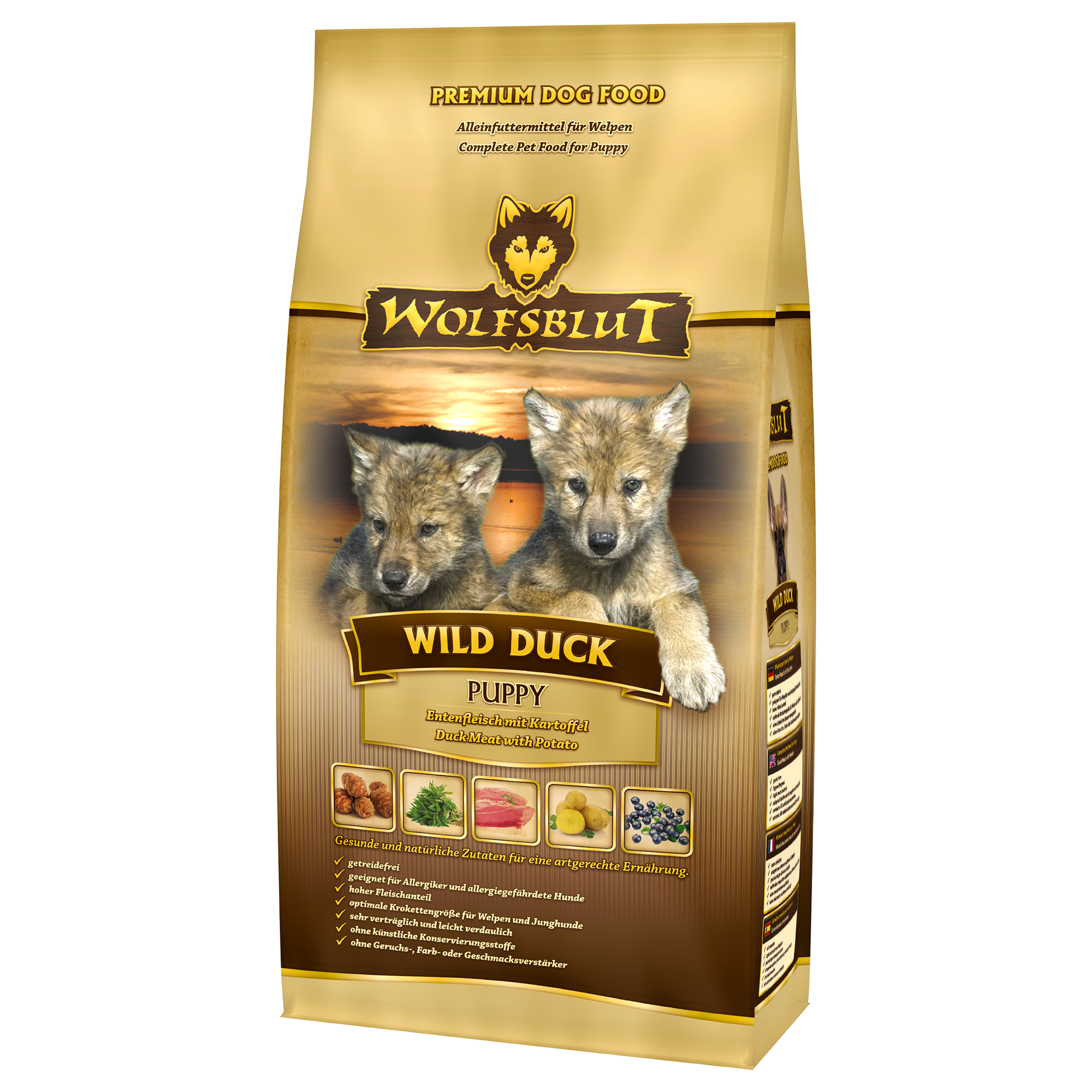 WOLFSBLUT Hundetrockenfutter WOLFSBLUT Puppy Wild Duck Entenfleisch mit Kartoffel 2 kg