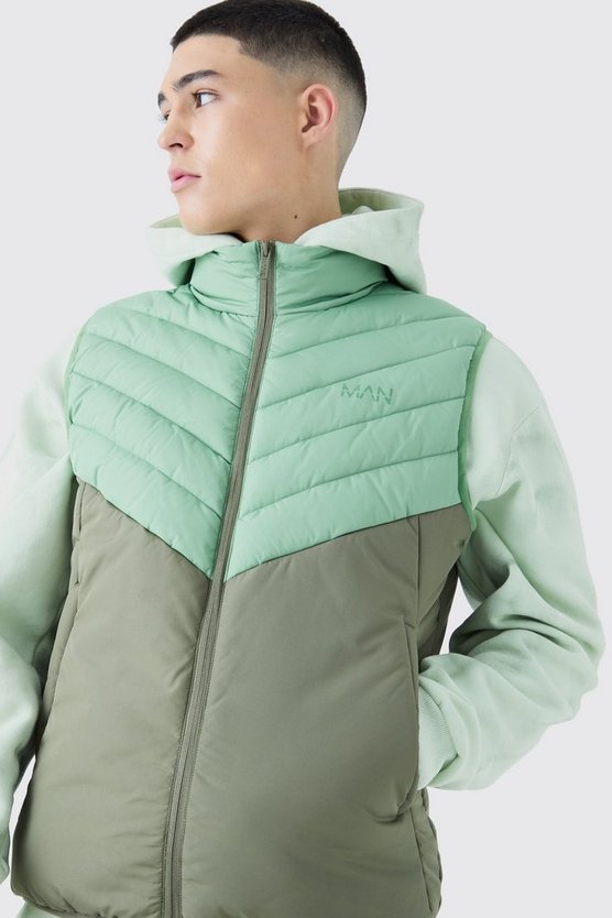 Man Colorblock Weste mit Trichterkragen