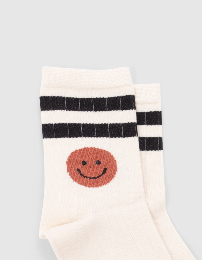 Chaussettes écrues rayures et léopard fille
