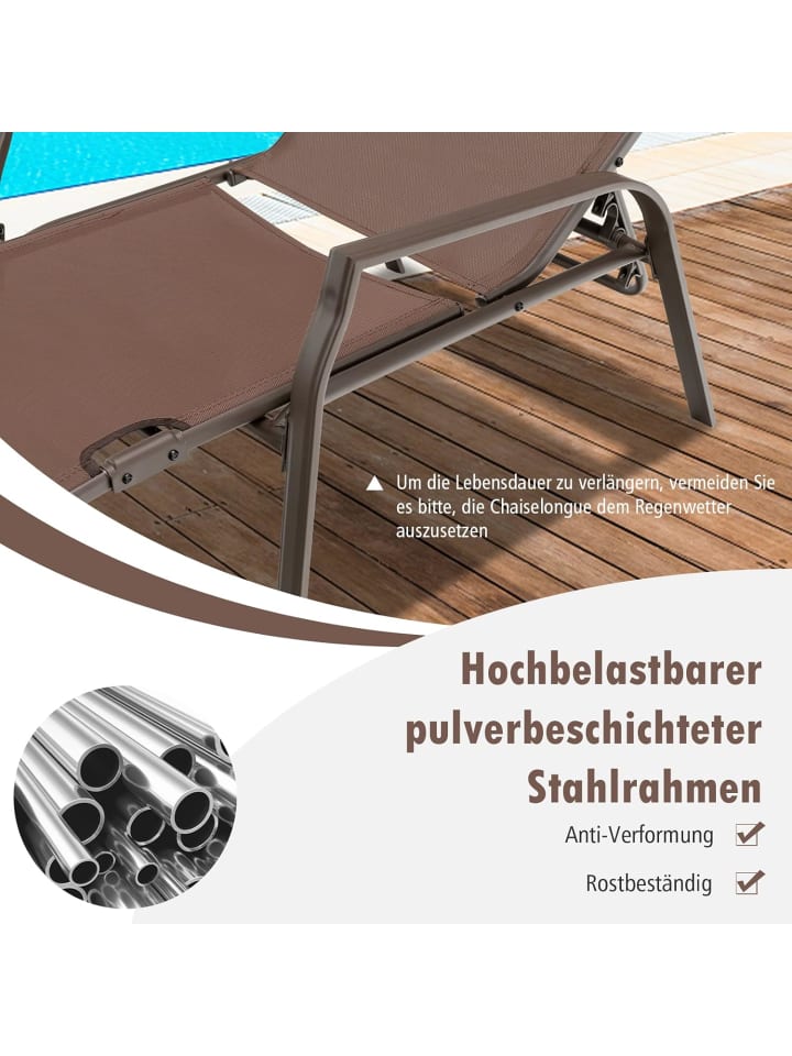 COSTWAY 2er Set Sonnenliege 92 x 52 x 36 cm in Braun günstig kaufen onesize