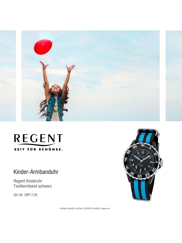 Regent Analog-Armbanduhr Regent Kinderuhren schwarz, blau mittel (ca. 33mm) günstig kaufen onesize