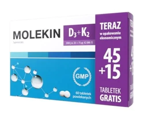 Molekin D3+K2 45+15, tabletės