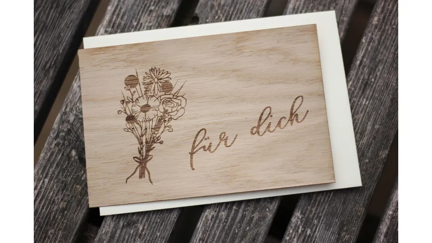 Original Holzgrußkarte - Blumen für dich