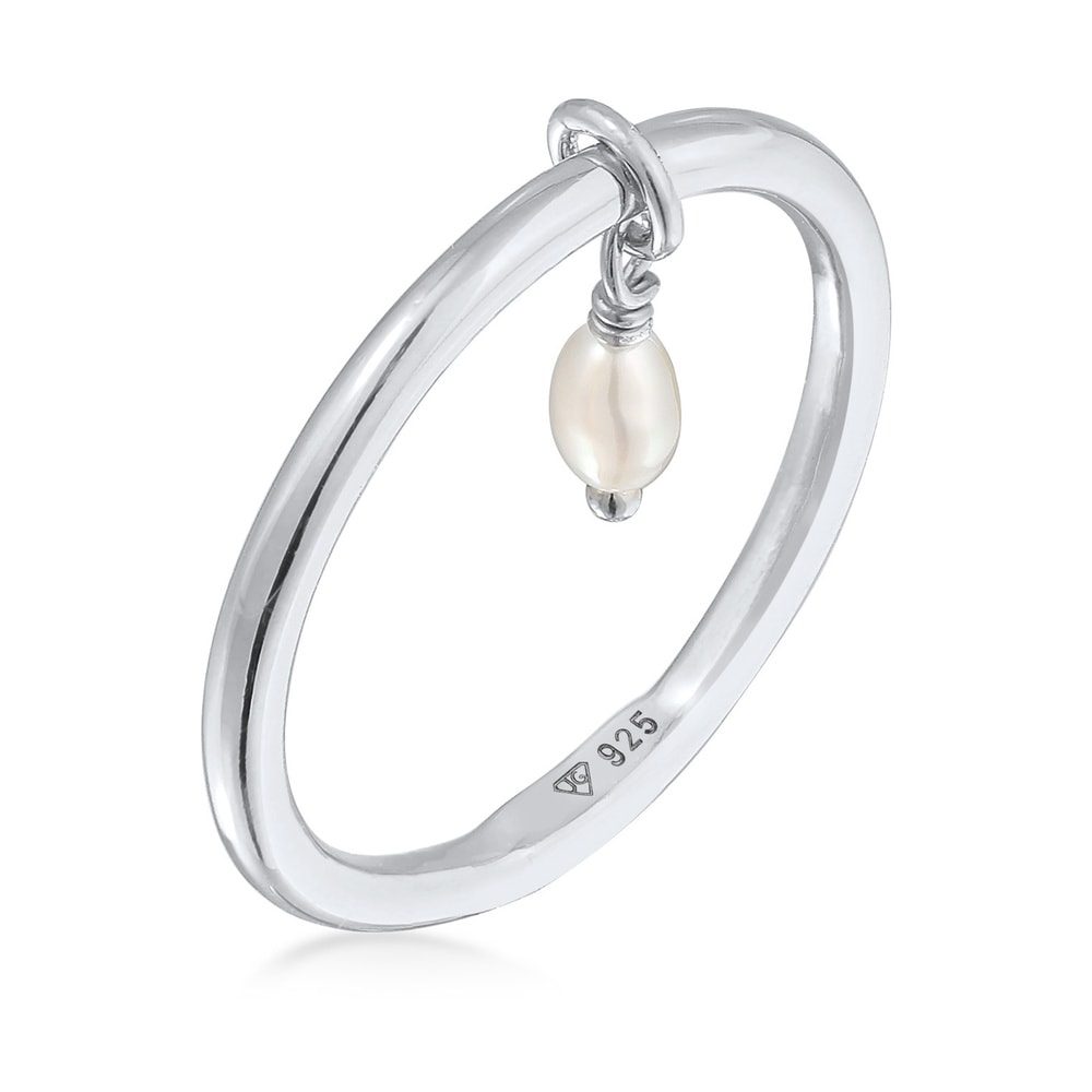 Elli Elli Bague Femmes Pile Basique avec Perle d'eau douce en Argent Sterling 925 Bague