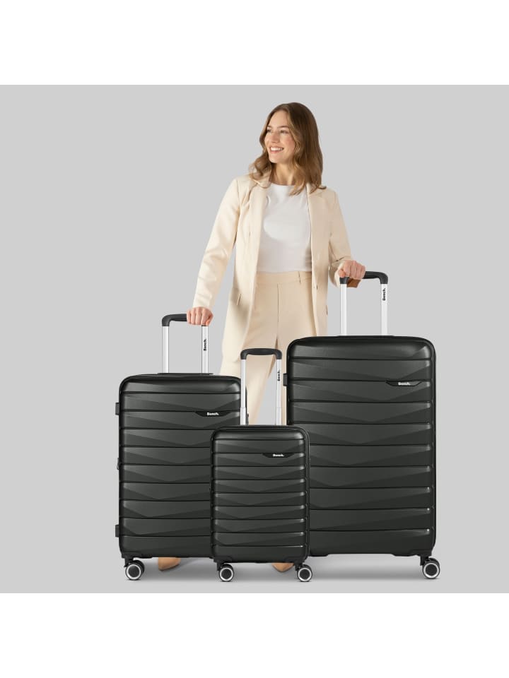 Bench Paris 4 Rollen Kofferset 3-teilig mit Dehnfalte in black günstig kaufen onesize