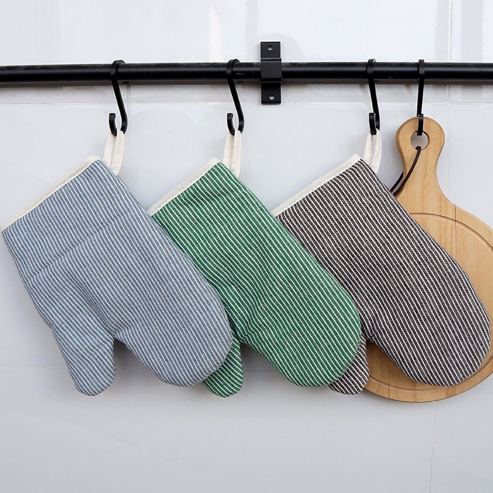 SCOKIT Topfhandschuhe Schwarze Streifen hitzebeständig Ofenhandschuhe, (2er Set Backhandschuhe Baumwolle), für Kochen und Backen Hochwertige Ofenhandschuh