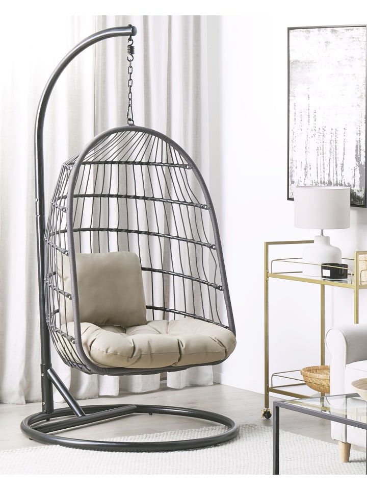 Beliani Hängesessel ALLERA in Schwarz/Grau - (W) 102 x (H) 199 x (L) 102 cm günstig kaufen onesize