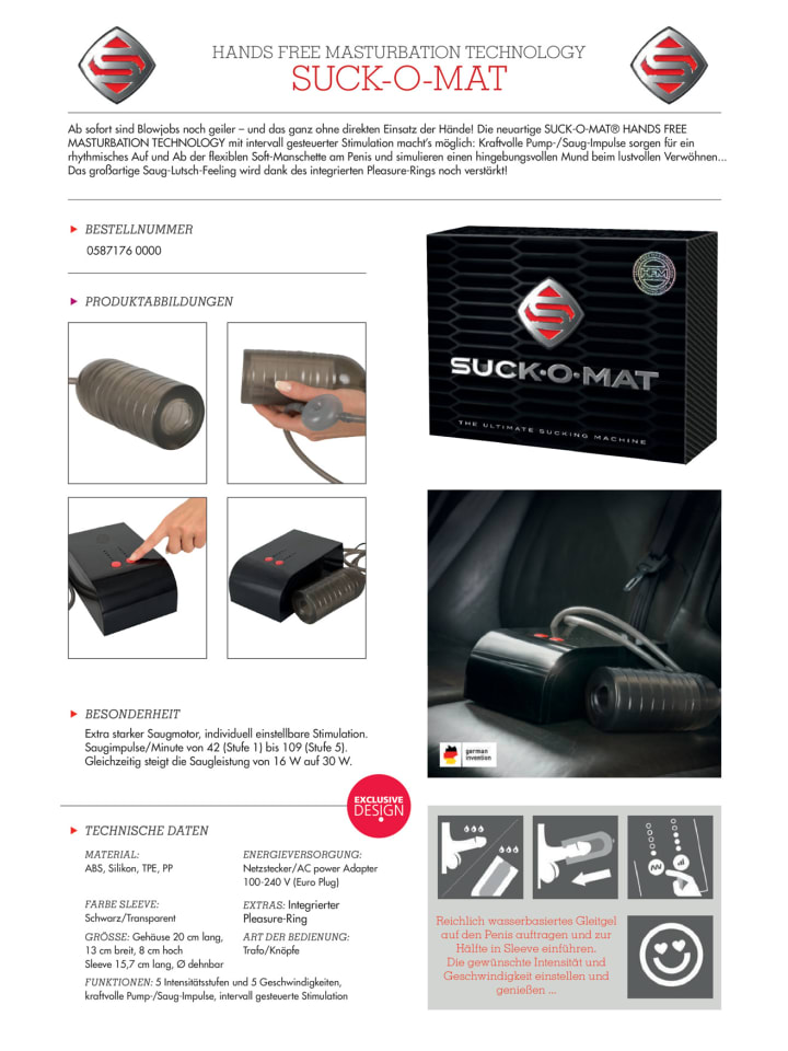 Suck-O-Mat Sauger Suck-O-Mat in schwarz günstig kaufen 20 cm