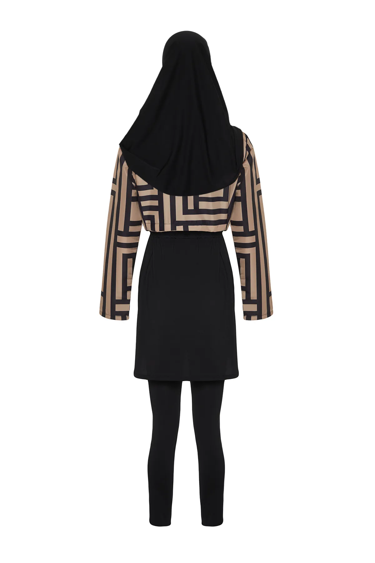 Trendyol Modest  4-teiliges gemustertes Badeanzug-Set mit vollständiger Abdeckung in Camel TCTSS23CF00036