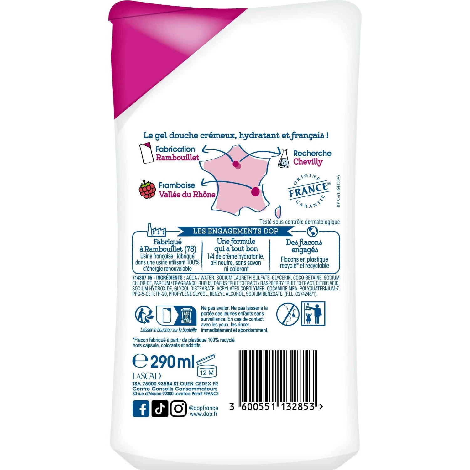 Żel pod prysznic DOP o zapachu maliny z Doliny Rodanu 290 ml