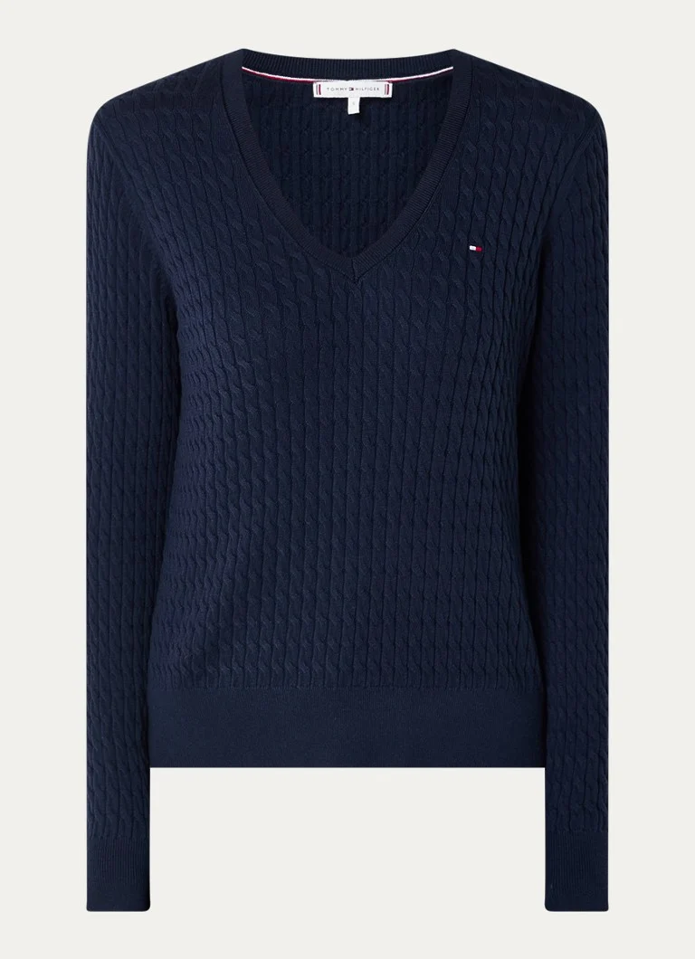 Πουλόβερ Tommy Hilfiger με πλεκτή πλέξη και κέντημα λογότυπου