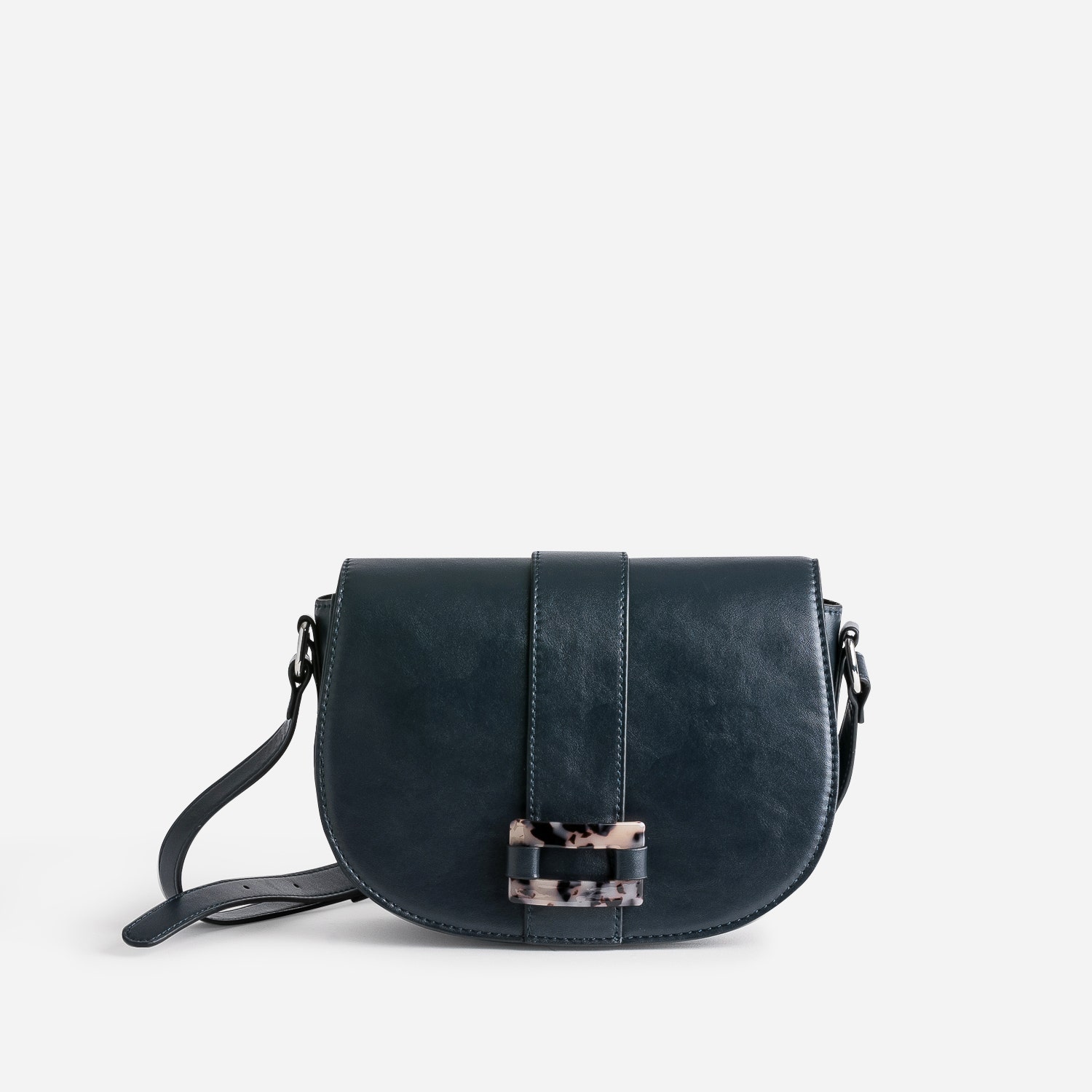 Sac bandoulière marine boucle façon écailles