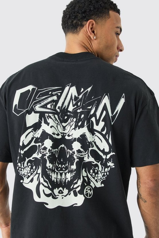 Oversize T-Shirt mit Totenkopf-Print