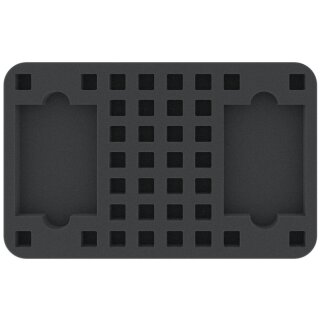 Feldherr 25 mm Half-Size Schaumstoffeinlage mit 36 quadratischen Würfelfächern und 2 Kartenfächern