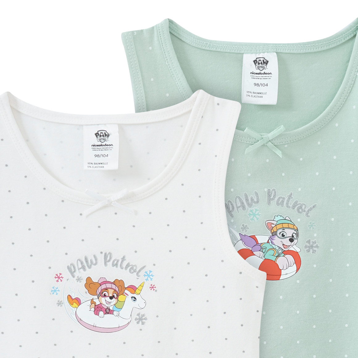 2 PAW Patrol Unterhemden mit Zierschleife