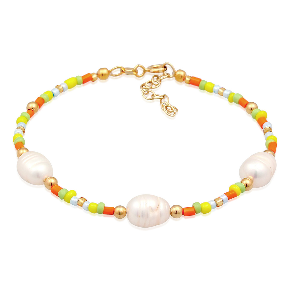 Elli Elli Bracelet Perles de verre pastel pour femmes avec perles de culture d'eau dou Bracelet