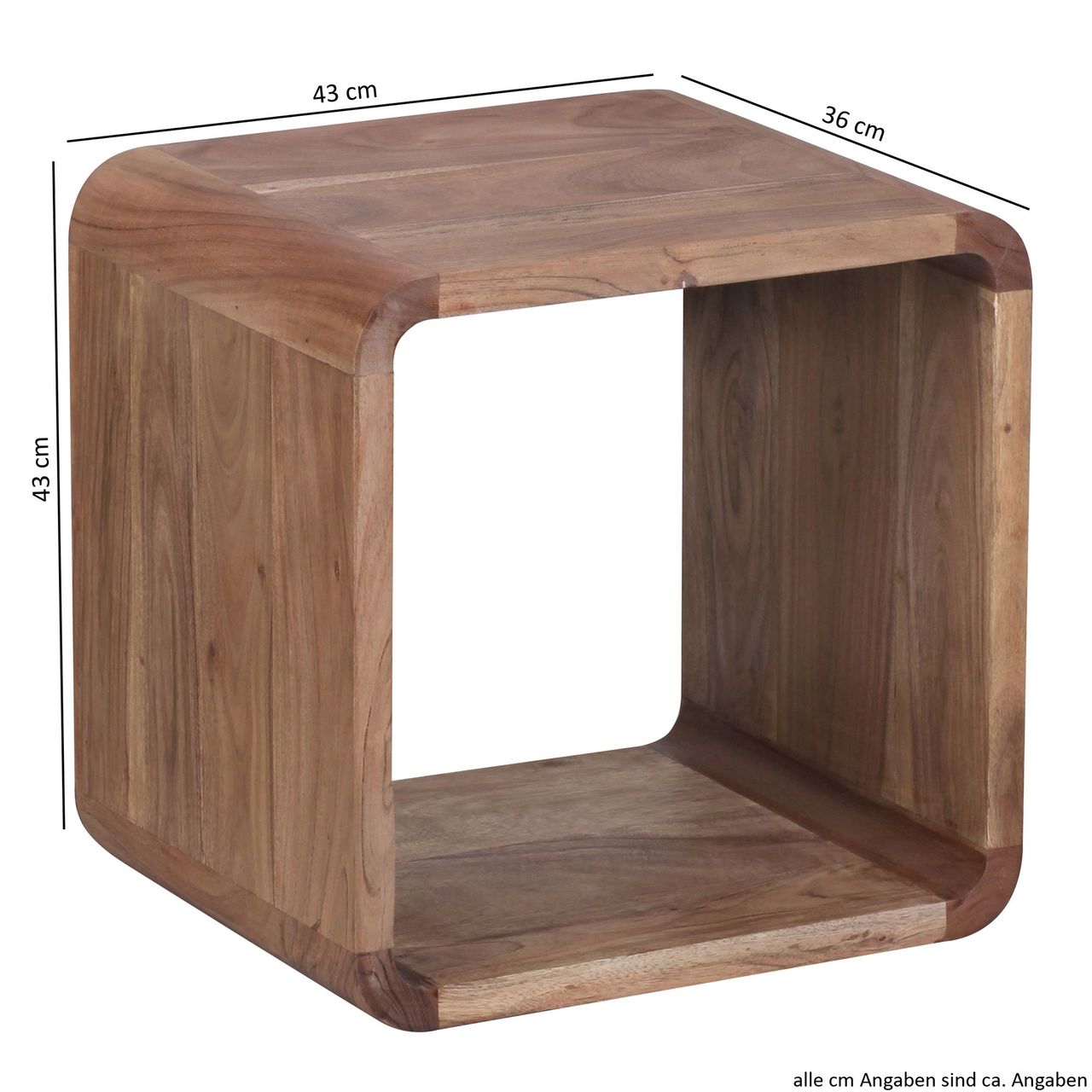 Wohnling Massivholz Akazie Satztisch Beistelltisch 2er Set Cubes Würfelregal