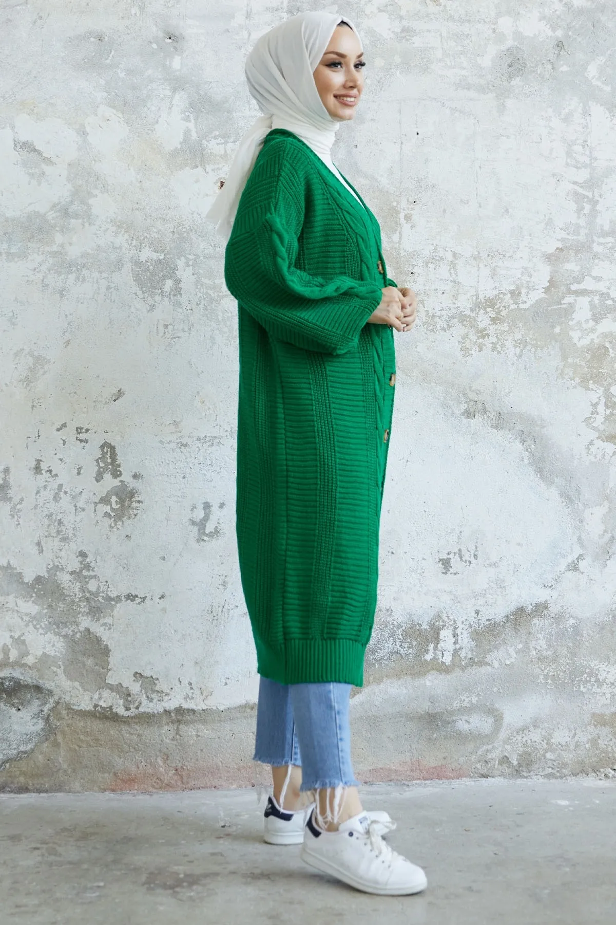 InStyle  Evia geknöpfter Strick-Cardigan – Grün