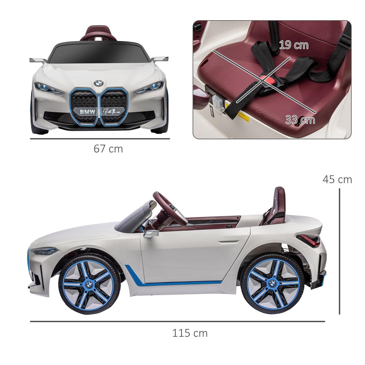 HOMCOM Kinder Elektroauto Elektrofahrzeuge mit Fernbedienung, MP3-Player, Weiß