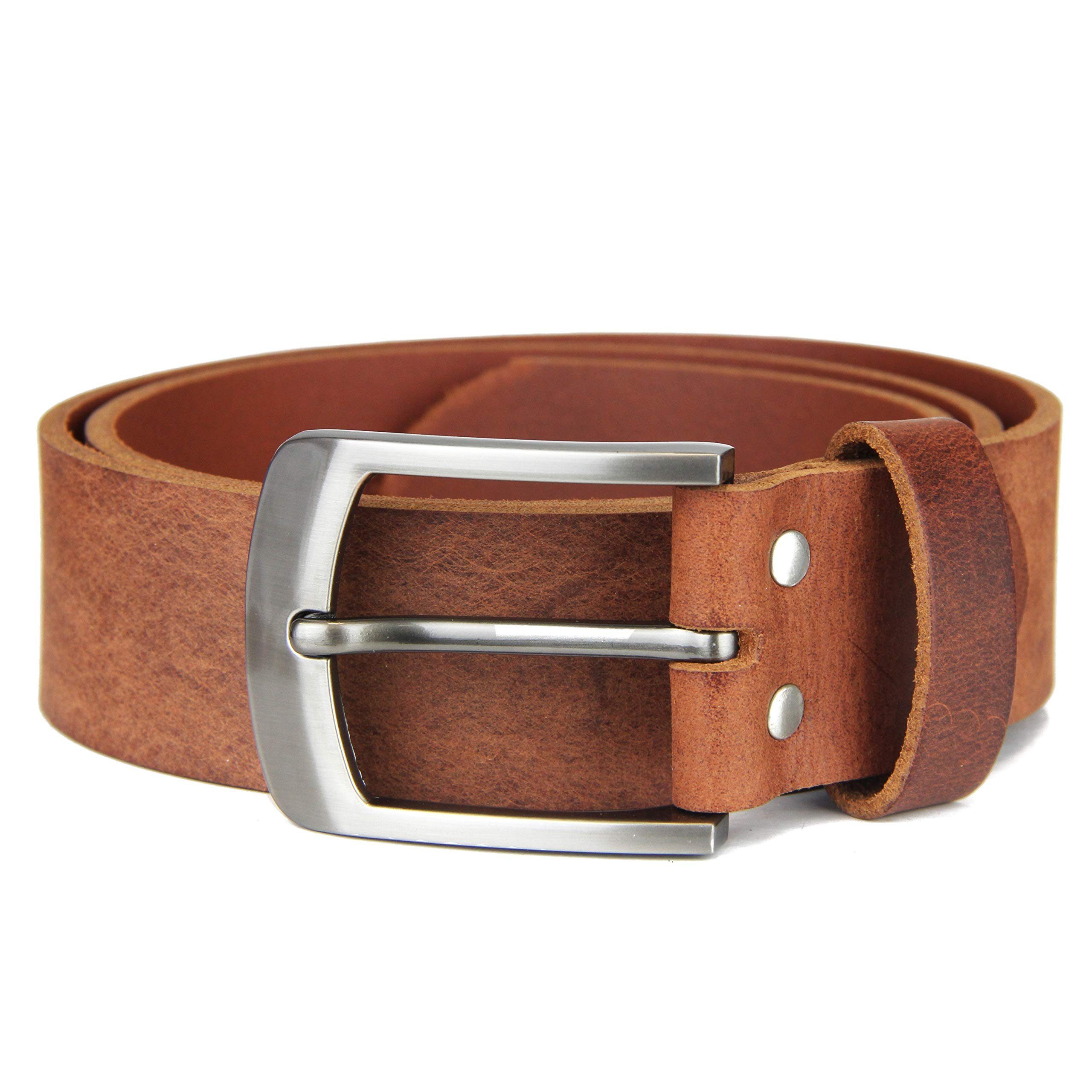 Frentree Ledergürtel aus 100% Echtleder, MADE IN GERMANY 3,8 cm breiter Gürtel aus Leder, kürzbar, Braun