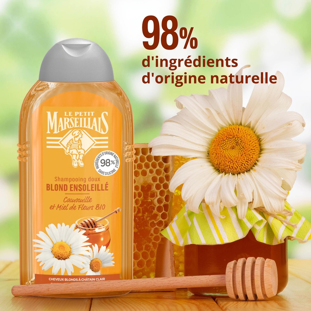 le petit marseillais Shampooing doux Blond Ensoleillée camomille et miel bio - Le flacon de 250 ml Shampoing