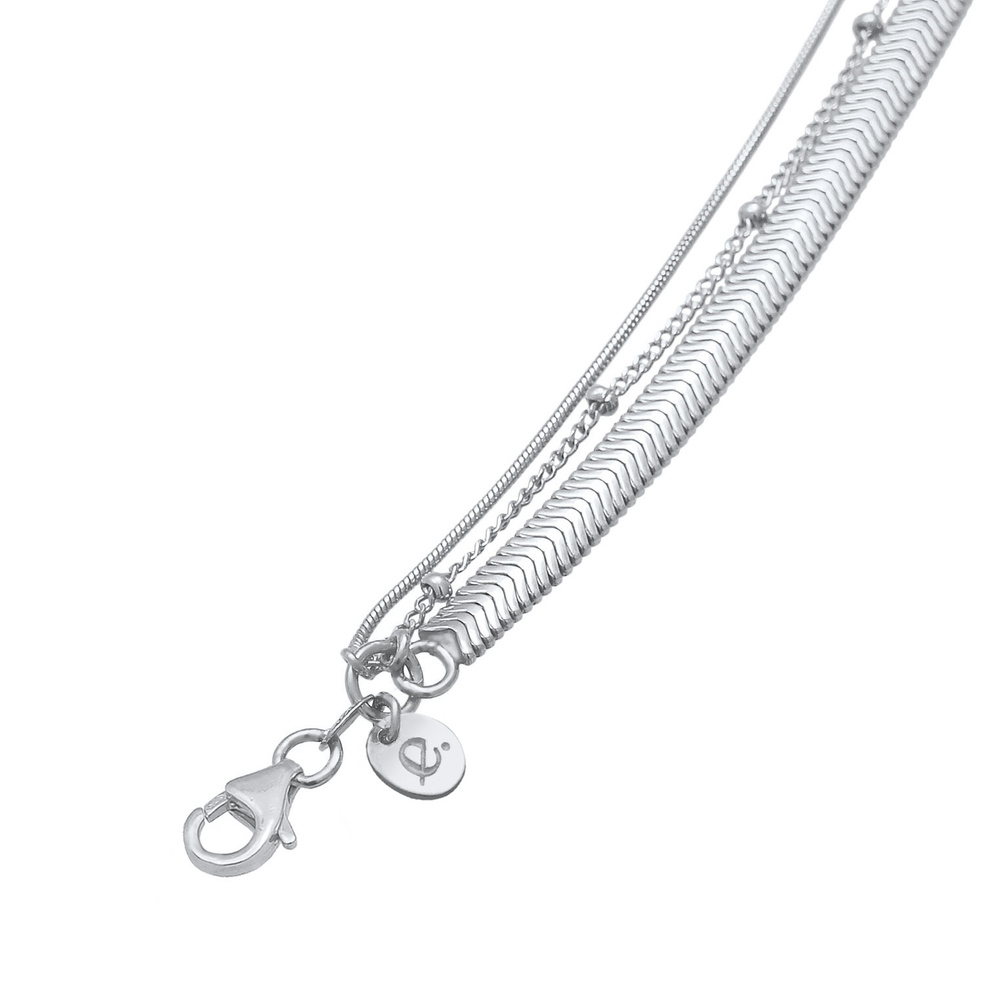Elli PREMIUM Elli PREMIUM Collier Femme Layer Flat Round Ball Chain Trend Blogger en argent st collier