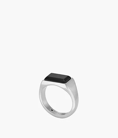 Fossil Siegelring All Stacked Up Achat schwarz