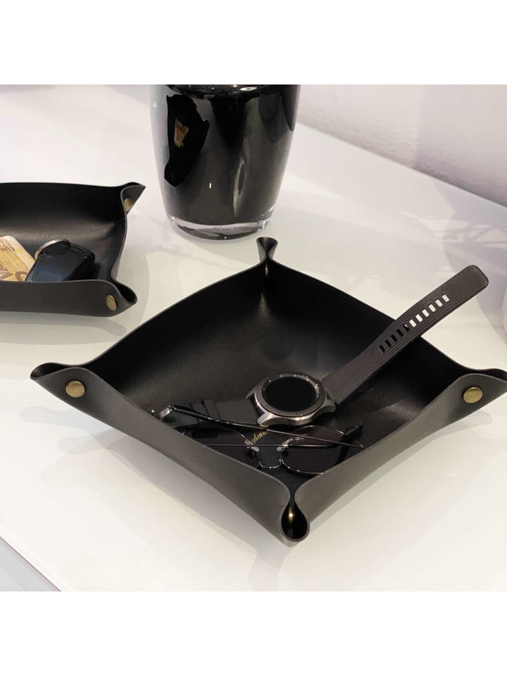 Intirilife 2x Taschenleerer Schmuck Schlüselablage Kunstleder in Schwarz günstig kaufen 2 Stück