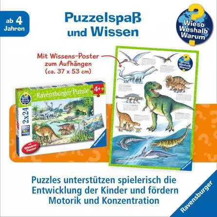 Kinderpuzzle ab 4 Jahren - Saurier und ihre Lebensräume - 24 Teile