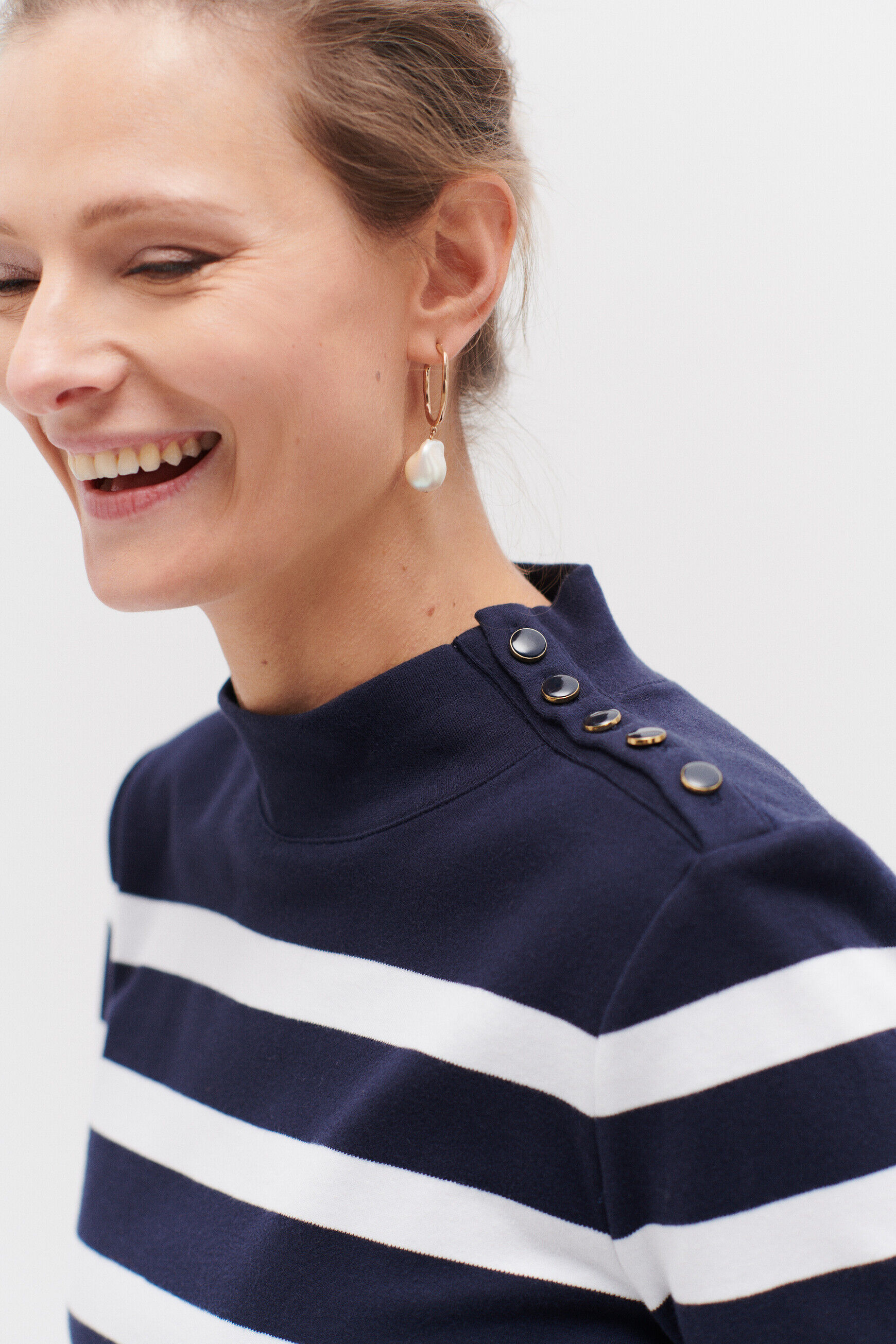 T-shirt Charlie à rayures bleu marine femme